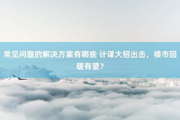 常见问题的解决方案有哪些 计谋大招出击，楼市回暖有望？