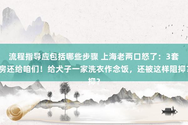 流程指导应包括哪些步骤 上海老两口怒了：3套房还给咱们！给犬子一家洗衣作念饭，还被这样阻抑？