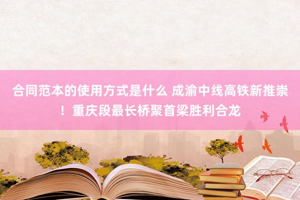 合同范本的使用方式是什么 成渝中线高铁新推崇！重庆段最长桥聚首梁胜利合龙