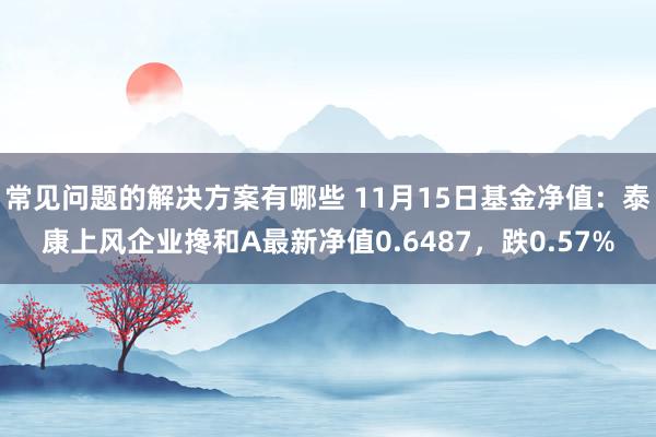 常见问题的解决方案有哪些 11月15日基金净值：泰康上风企业搀和A最新净值0.6487，跌0.57%