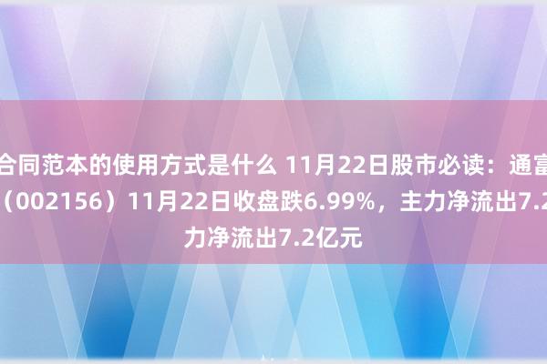 合同范本的使用方式是什么 11月22日股市必读：通富微电（002156）11月22日收盘跌6.99%，主力净流出7.2亿元