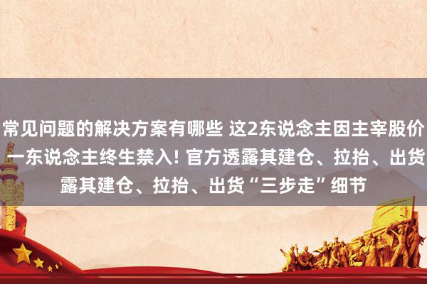 常见问题的解决方案有哪些 这2东说念主因主宰股价被罚没3.35亿, 一东说念主终生禁入! 官方透露其建仓、拉抬、出货“三步走”细节