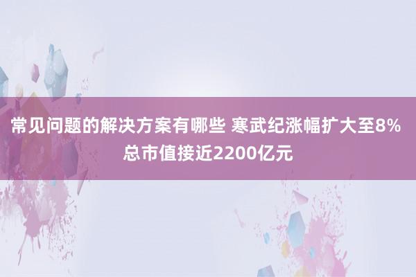 常见问题的解决方案有哪些 寒武纪涨幅扩大至8% 总市值接近2200亿元