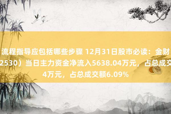 流程指导应包括哪些步骤 12月31日股市必读：金财互联（002530）当日主力资金净流入5638.04万元，占总成交额6.09%