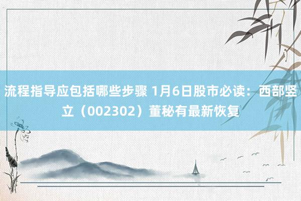 流程指导应包括哪些步骤 1月6日股市必读：西部竖立（002302）董秘有最新恢复