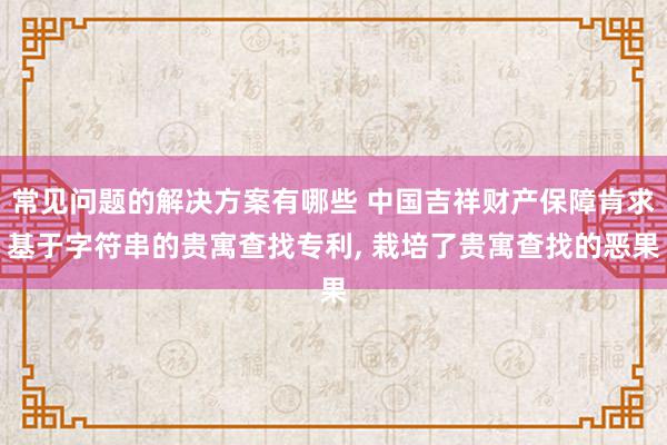 常见问题的解决方案有哪些 中国吉祥财产保障肯求基于字符串的贵寓查找专利, 栽培了贵寓查找的恶果