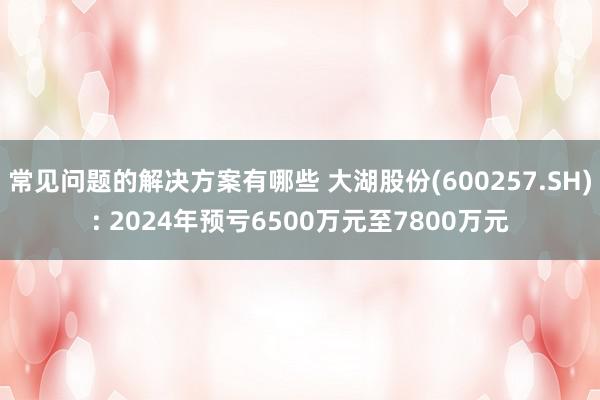 常见问题的解决方案有哪些 大湖股份(600257.SH): 2024年预亏6500万元至7800万元