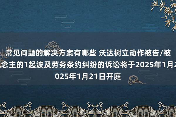 常见问题的解决方案有哪些 沃达树立动作被告/被上诉东说念主的1起波及劳务条约纠纷的诉讼将于2025年1月21日开庭