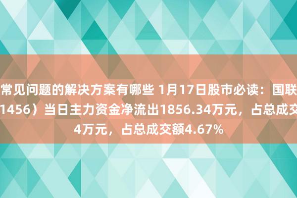 常见问题的解决方案有哪些 1月17日股市必读：国联证券（601456）当日主力资金净流出1856.34万元，占总成交额4.67%