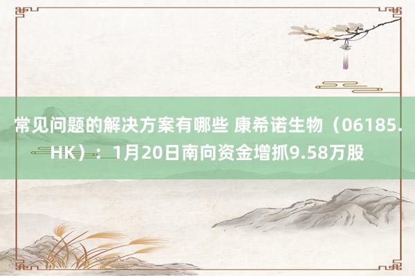 常见问题的解决方案有哪些 康希诺生物（06185.HK）：1月20日南向资金增抓9.58万股