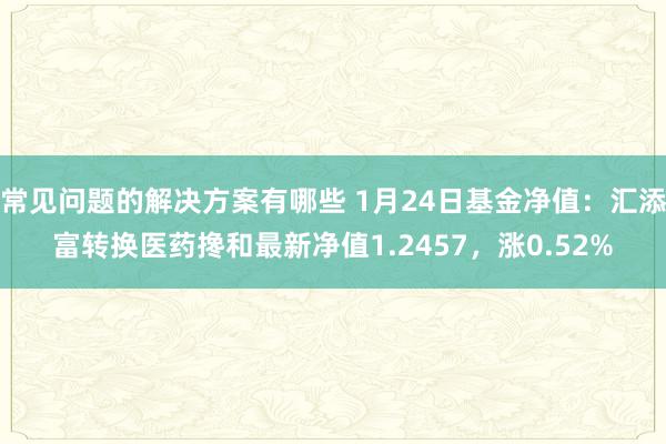 常见问题的解决方案有哪些 1月24日基金净值：汇添富转换医药搀和最新净值1.2457，涨0.52%