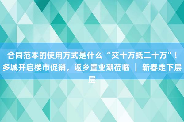 合同范本的使用方式是什么 “交十万抵二十万”！多城开启楼市促销，返乡置业潮莅临 ｜ 新春走下层