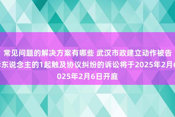 常见问题的解决方案有哪些 武汉市政建立动作被告/被上诉东说念主的1起触及协议纠纷的诉讼将于2025年2月6日开庭