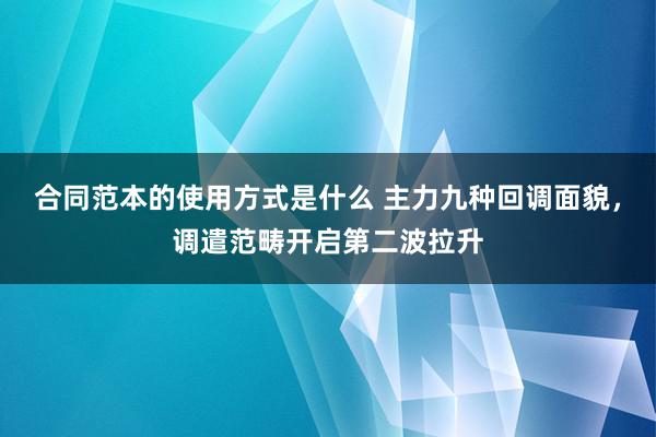 合同范本的使用方式是什么 主力九种回调面貌，调遣范畴开启第二波拉升