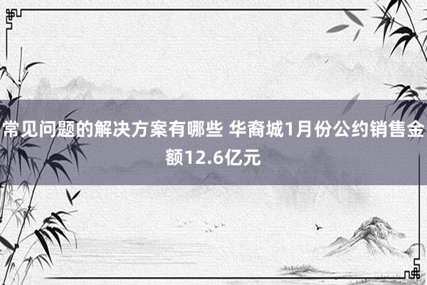 常见问题的解决方案有哪些 华裔城1月份公约销售金额12.6亿元