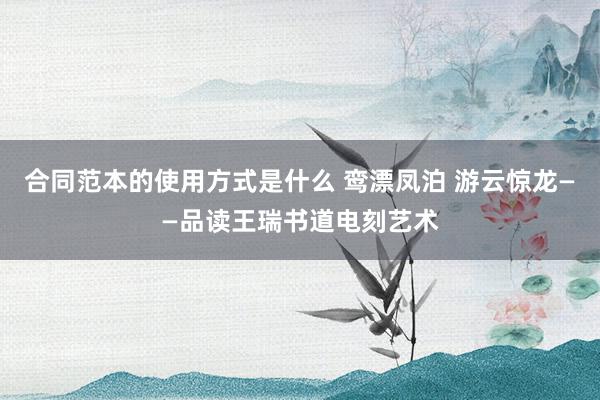 合同范本的使用方式是什么 鸾漂凤泊 游云惊龙——品读王瑞书道电刻艺术