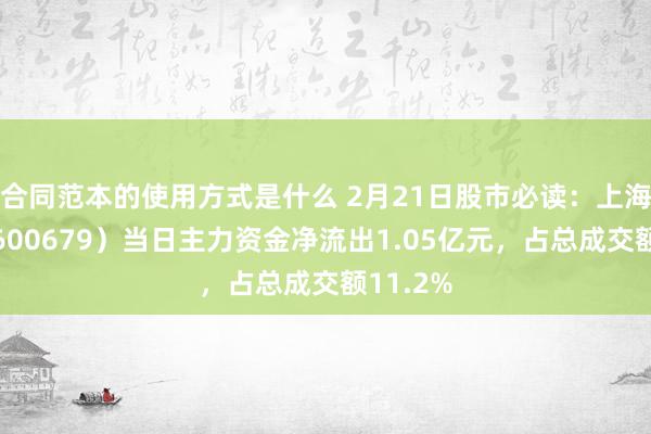 合同范本的使用方式是什么 2月21日股市必读：上海凤凰（600679）当日主力资金净流出1.05亿元，占总成交额11.2%