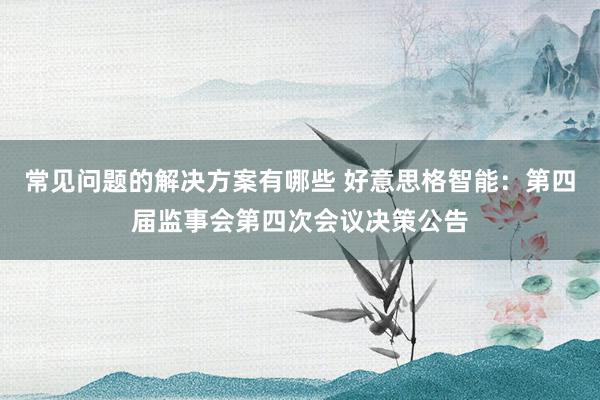 常见问题的解决方案有哪些 好意思格智能：第四届监事会第四次会议决策公告