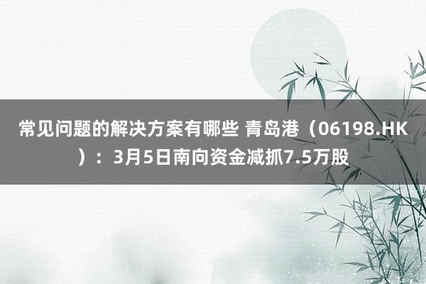 常见问题的解决方案有哪些 青岛港（06198.HK）：3月5日南向资金减抓7.5万股