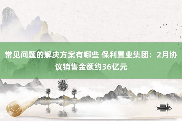 常见问题的解决方案有哪些 保利置业集团：2月协议销售金额约36亿元