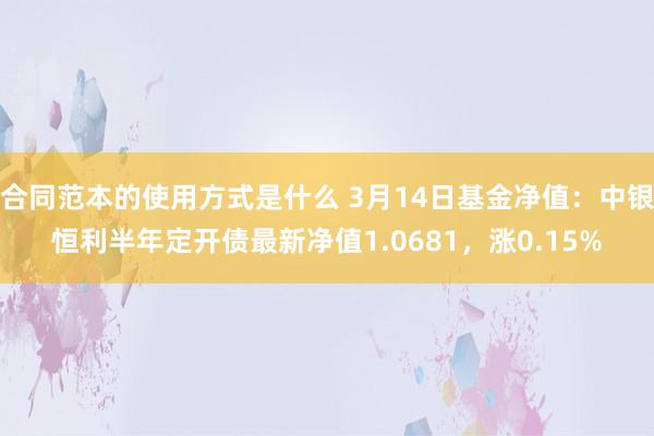 合同范本的使用方式是什么 3月14日基金净值：中银恒利半年定开债最新净值1.0681，涨0.15%