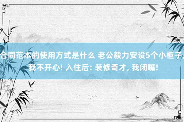 合同范本的使用方式是什么 老公毅力安设5个小柜子, 我不开心! 入住后: 装修奇才, 我闭嘴!